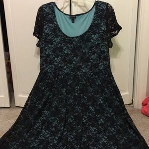 Torrid blue with black lace dress